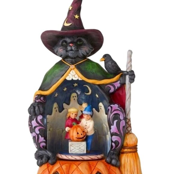 Jim Shore by Enesco Halloween Cat LED Lighted Rotator 11.25\